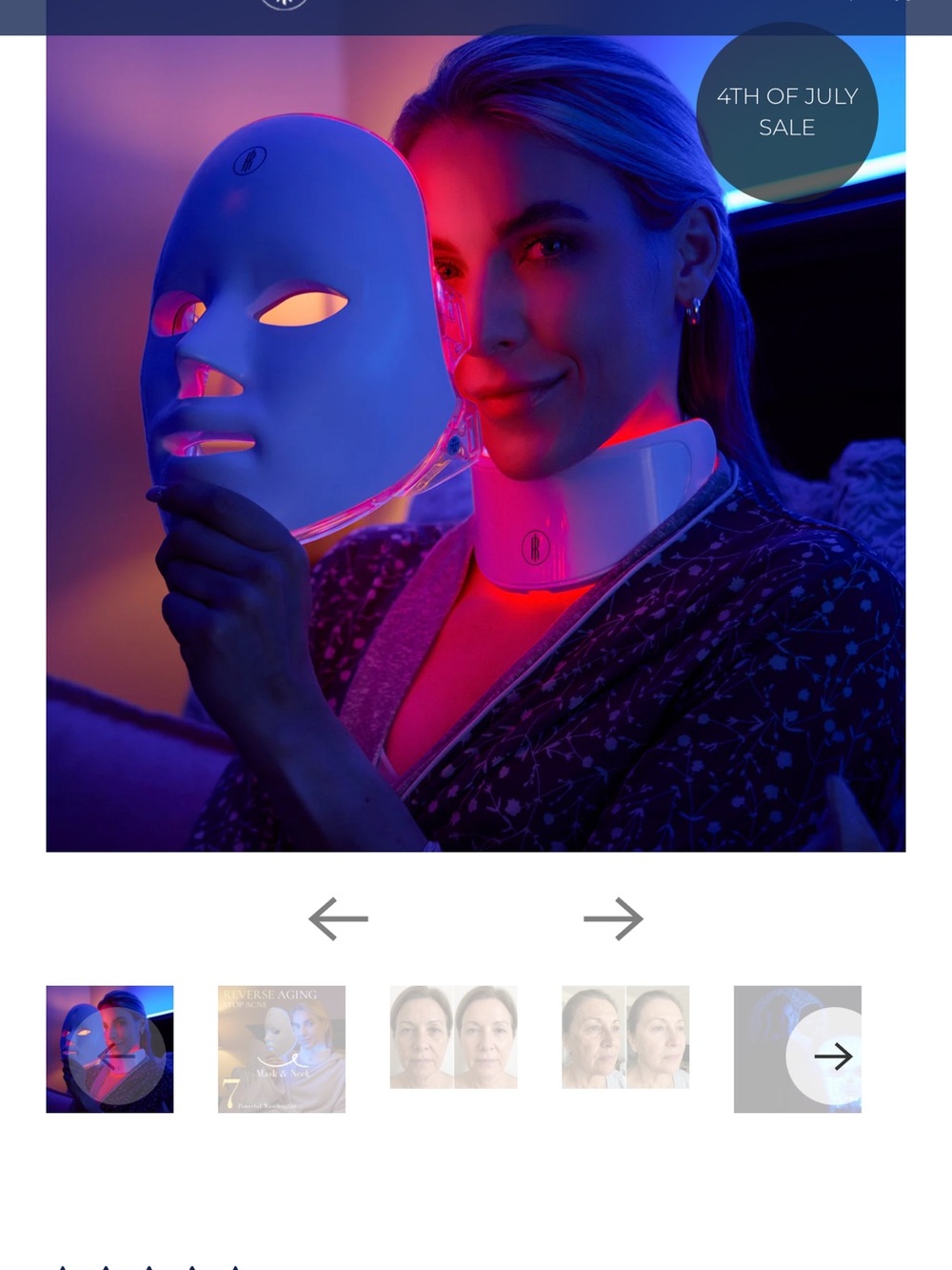 White LED Light Therapy Mask with Matching White Neck Device